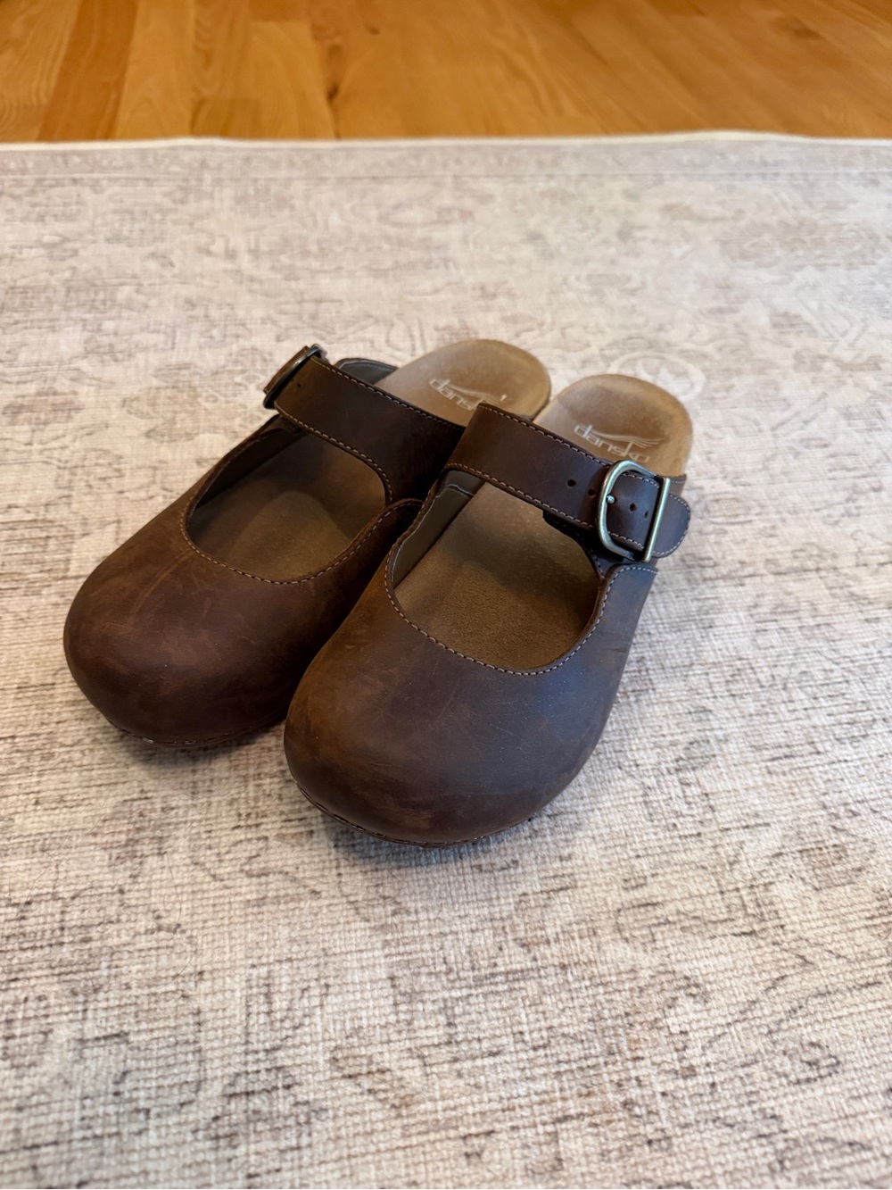 Dansko Brown Leather Mary Jane Clog with Buckle